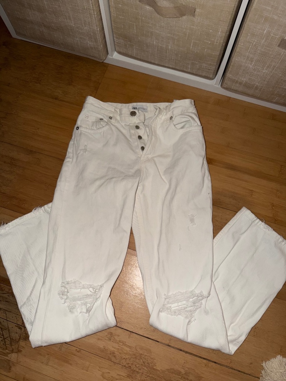 Zara distressed bootcut jeans